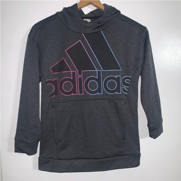 Adidas Sweater Girls Large Gray Hoodie Pullover Outdoors Training Youth - Picture 1 of 3